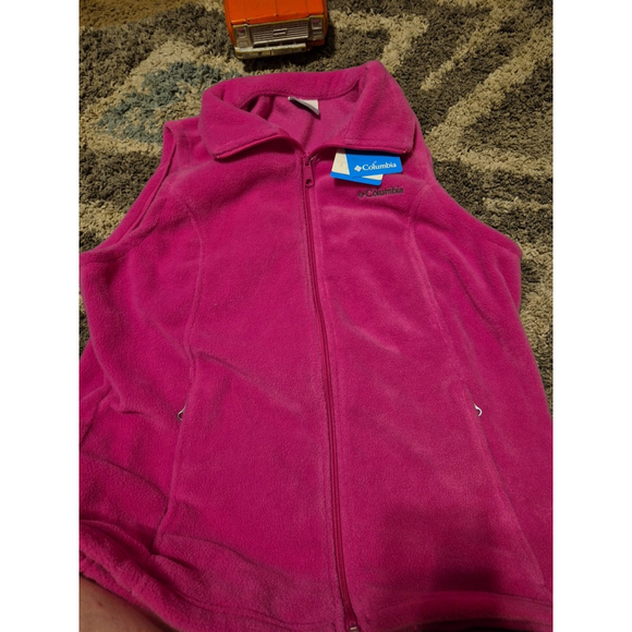 COLUMBIA Women's Sz L Pink Fleece VEST New - Picture 1 of 4